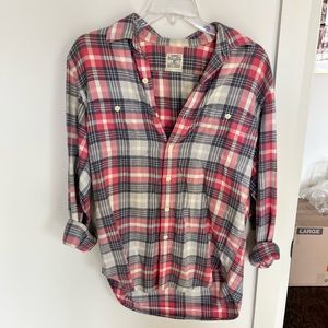 J.Crew pink plaid flannel button down